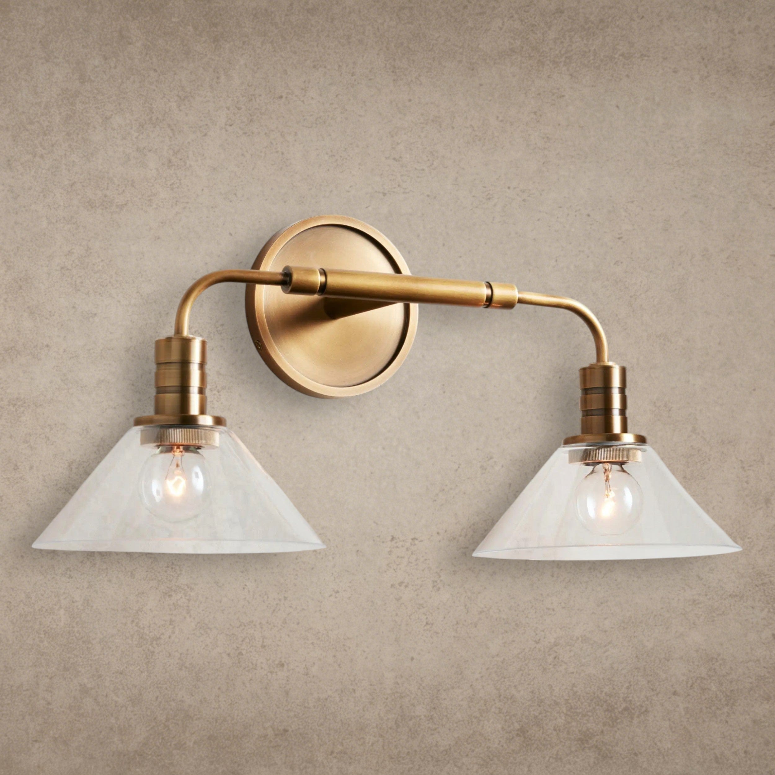 Brass / Clear Theron Double Sconce