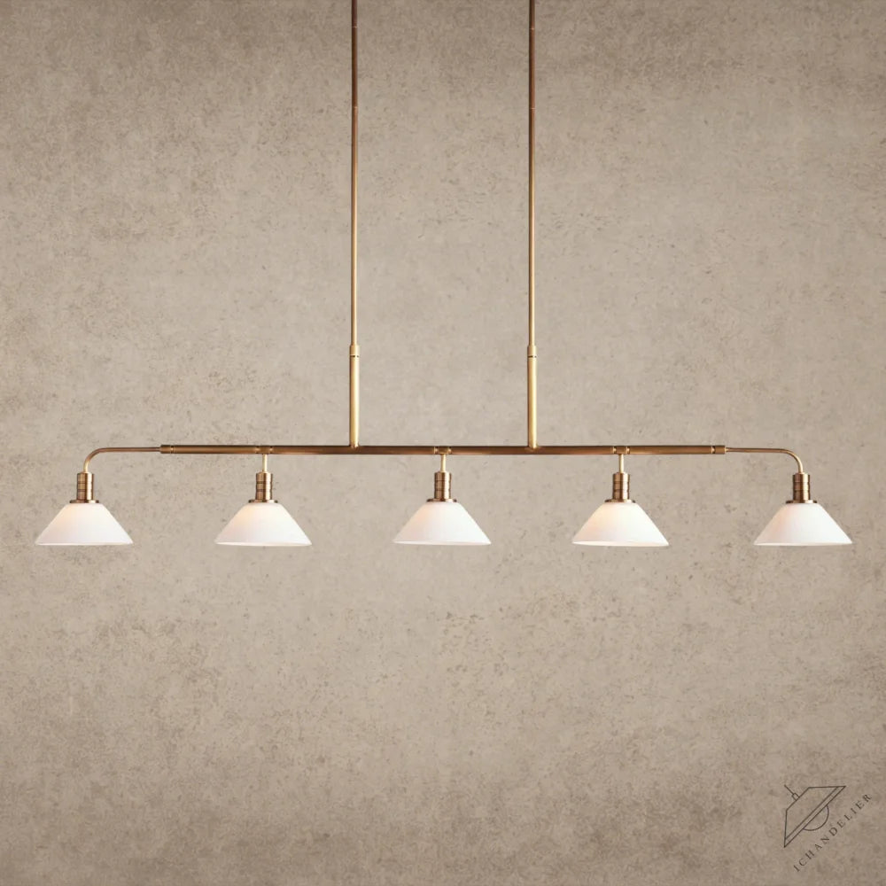 Brass / 60" / Milk Theron Linear Chandelier 50", 60"