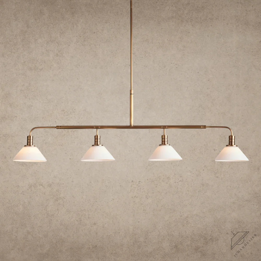 Brass / 50" / Milk Theron Linear Chandelier 50", 60"