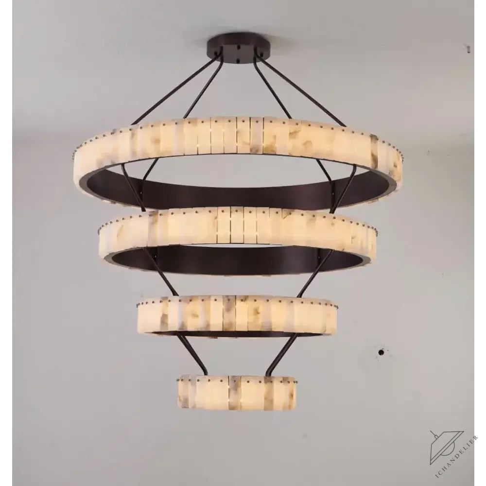 Tiered Alabaster Spiral Chandelier