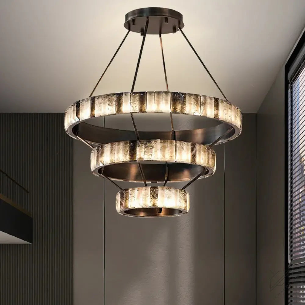 Tiered Alabaster Spiral Chandelier