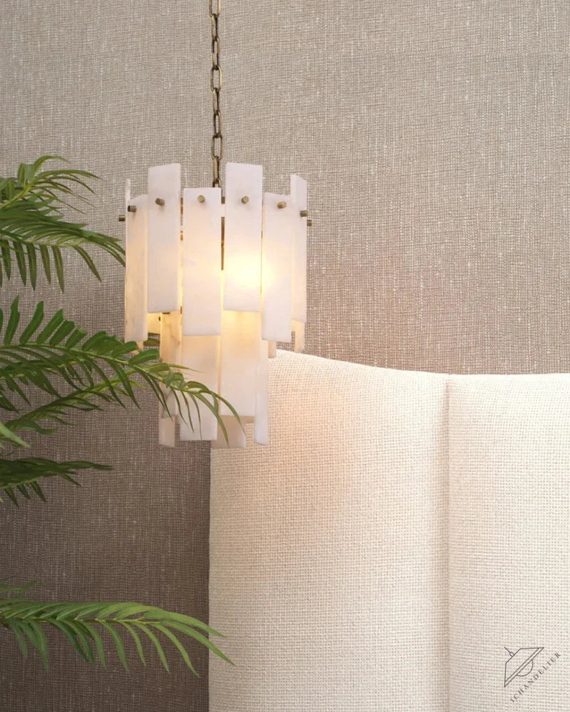 Tired Alabaster marble Cluster Chandelier 13 inch with adjustable chain
