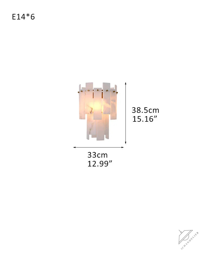 Tired Alabaster marble Cluster Chandelier 13 inch with adjustable chain