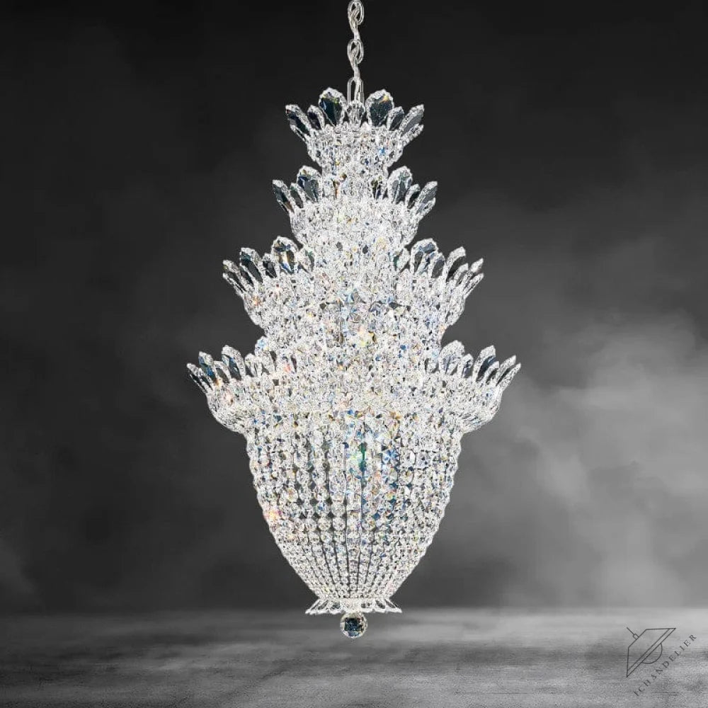 Clear Heritage Crystal Trillane 4-layer Crystal Chandelier 24"