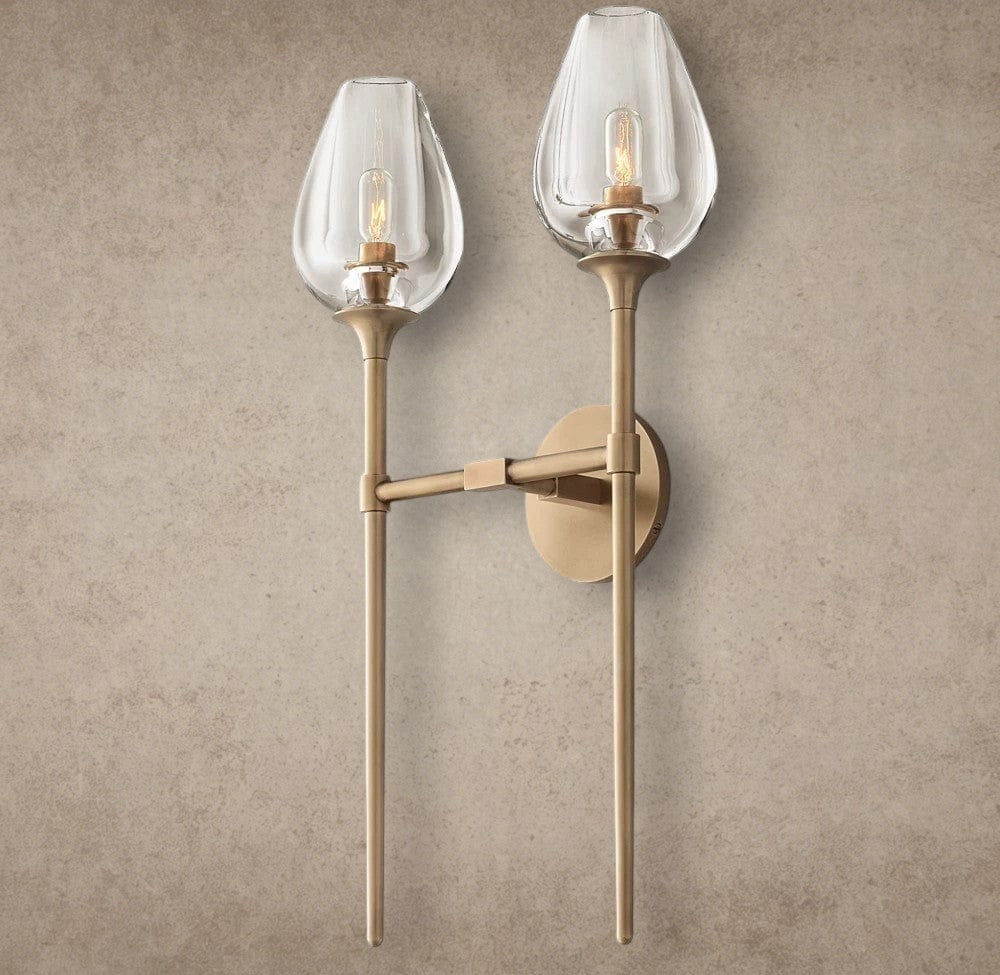 Brass TULIP DOUBLE SCONCE