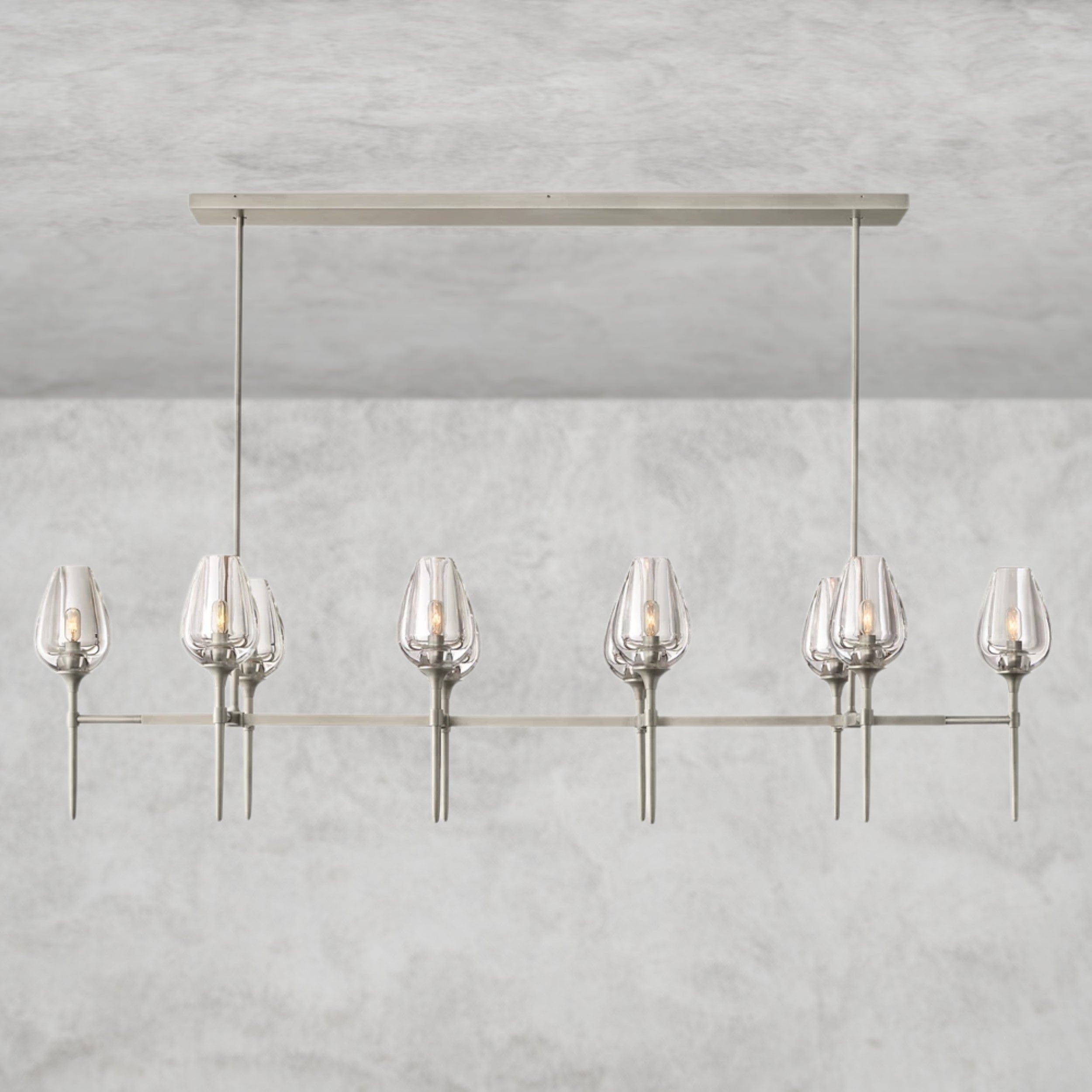 65" / Nickle Tulip Linear Chandelier 52", 65"