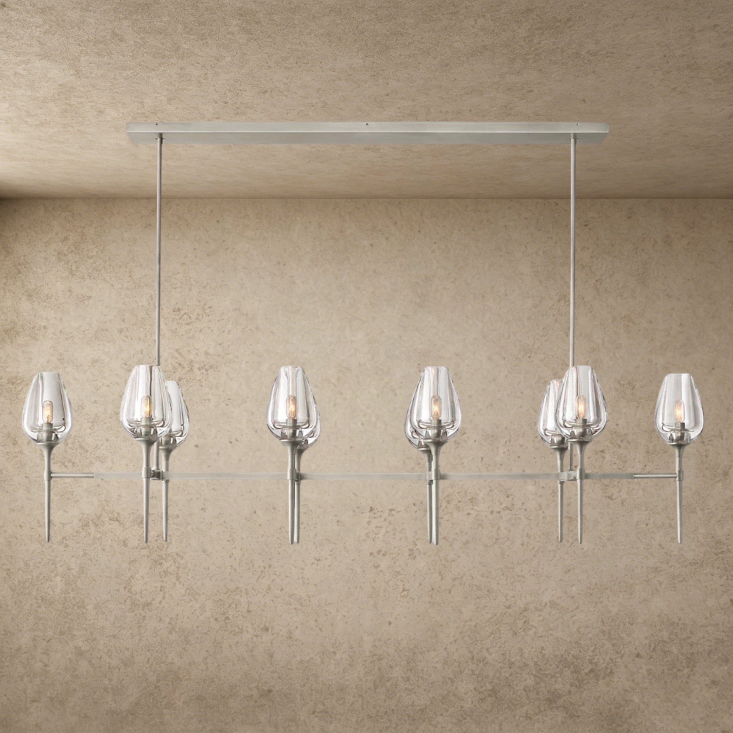 65" / Nickle Tulip Linear Chandelier 52", 65"