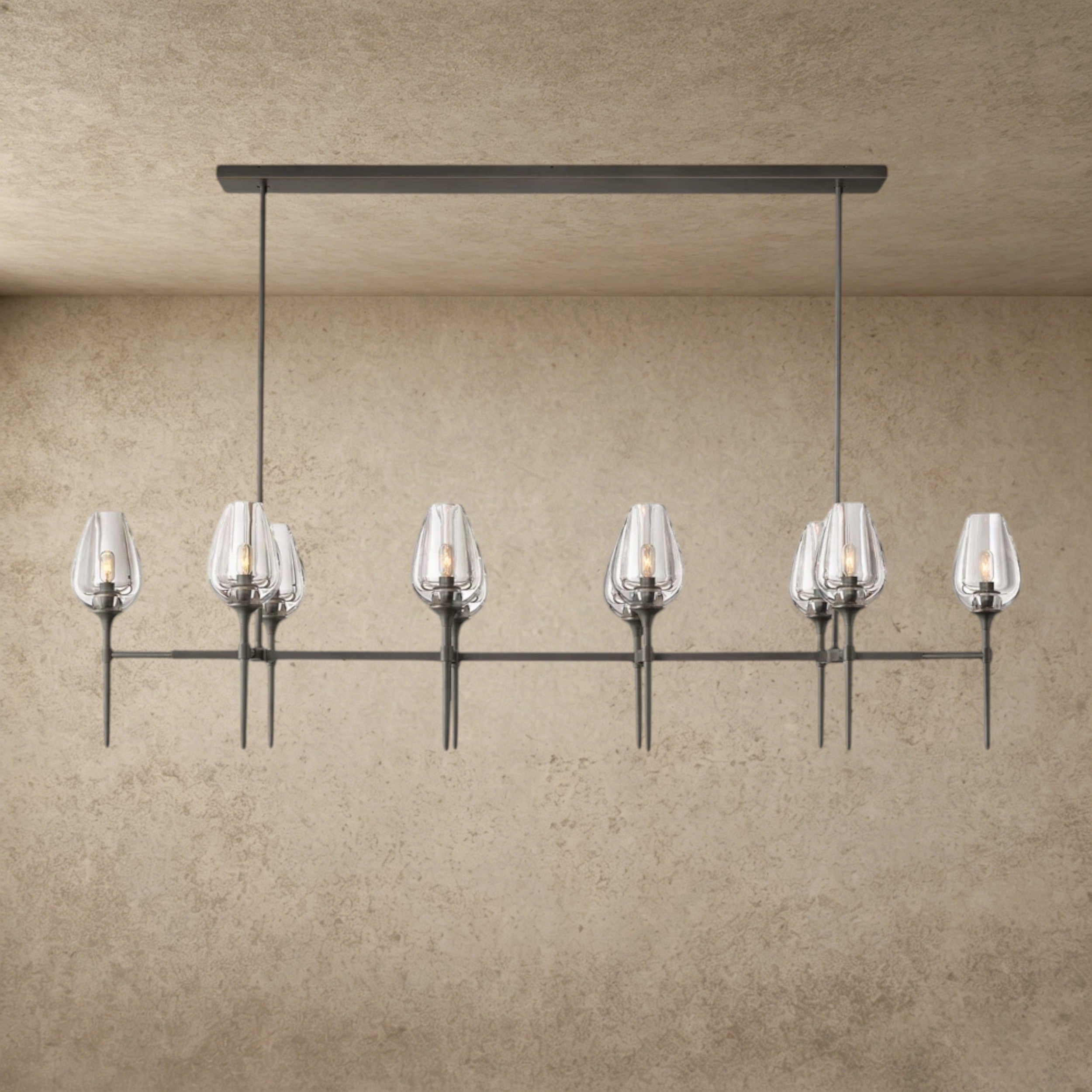 65" / Bronze Tulip Linear Chandelier 52", 65"