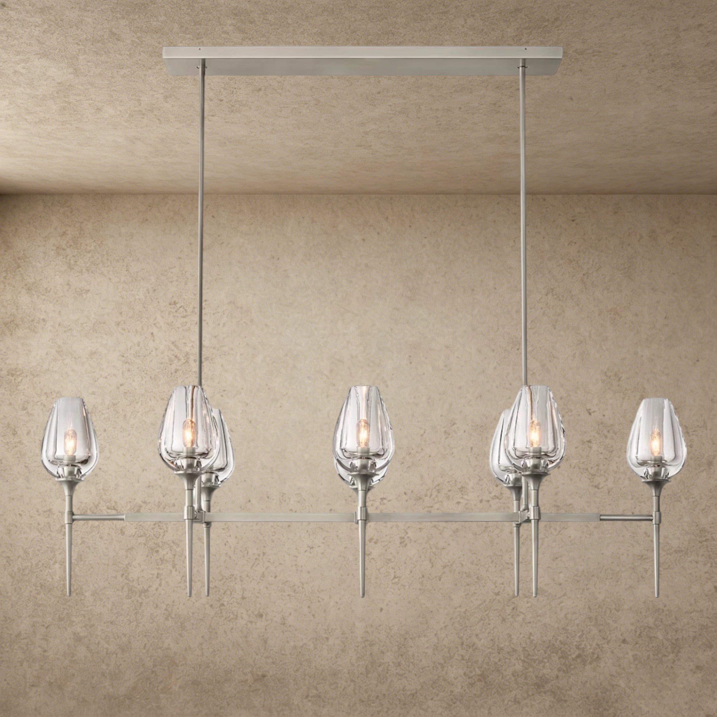 52" / Nickle Tulip Linear Chandelier 52", 65"