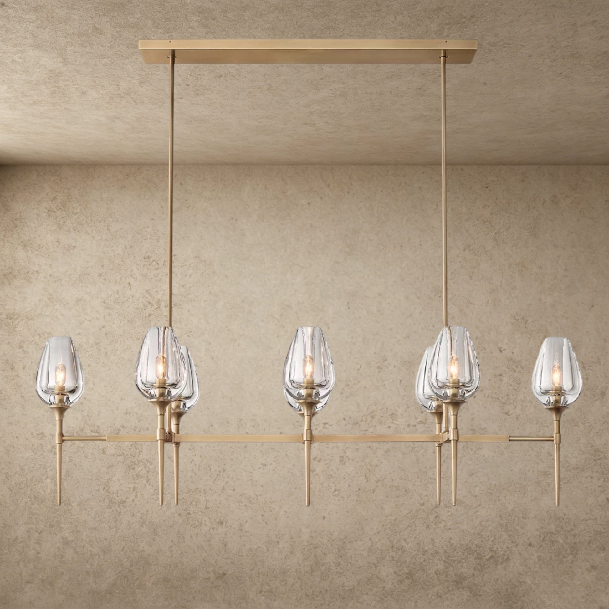 52" / Brass Tulip Linear Chandelier 52", 65"