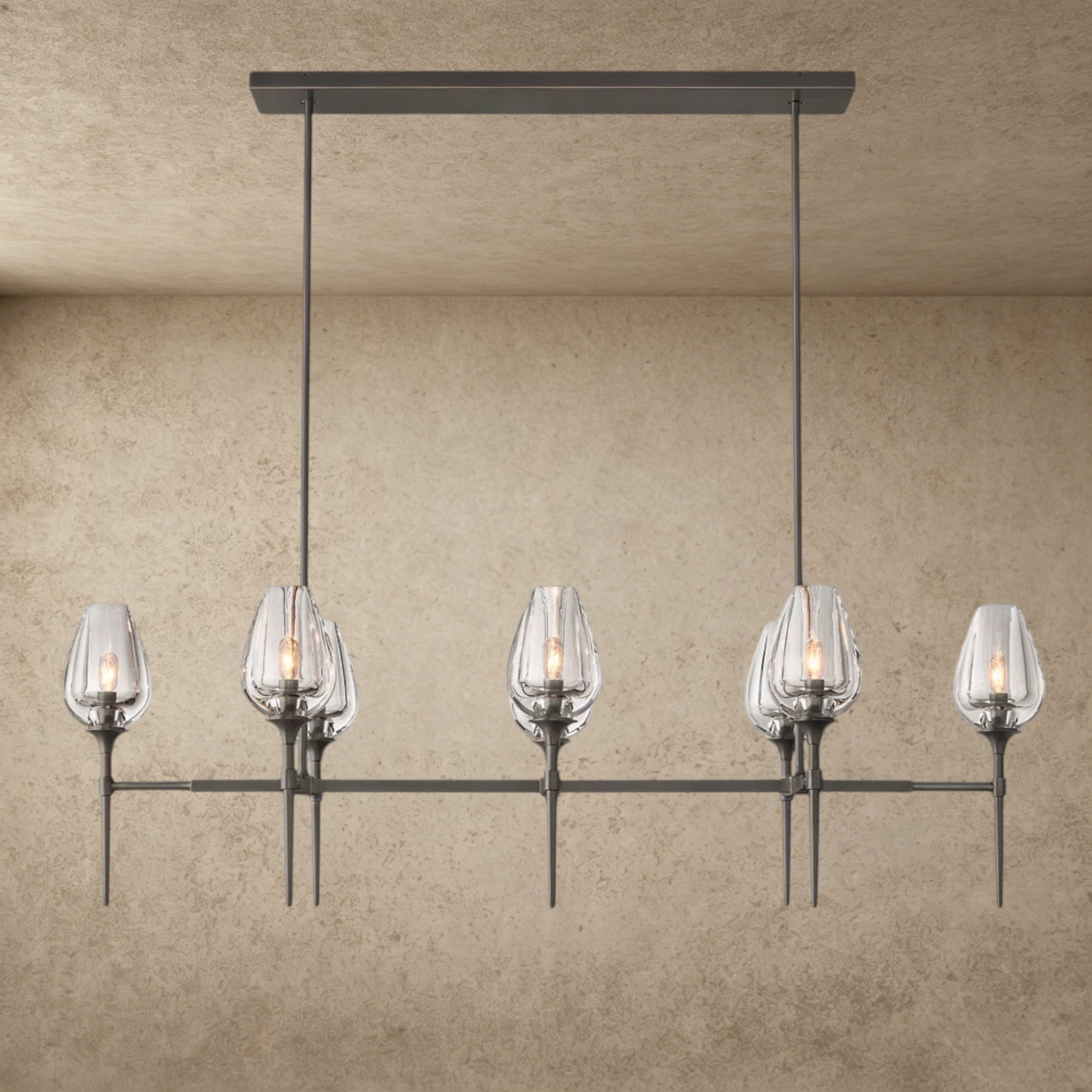 52" / Bronze Tulip Linear Chandelier 52", 65"