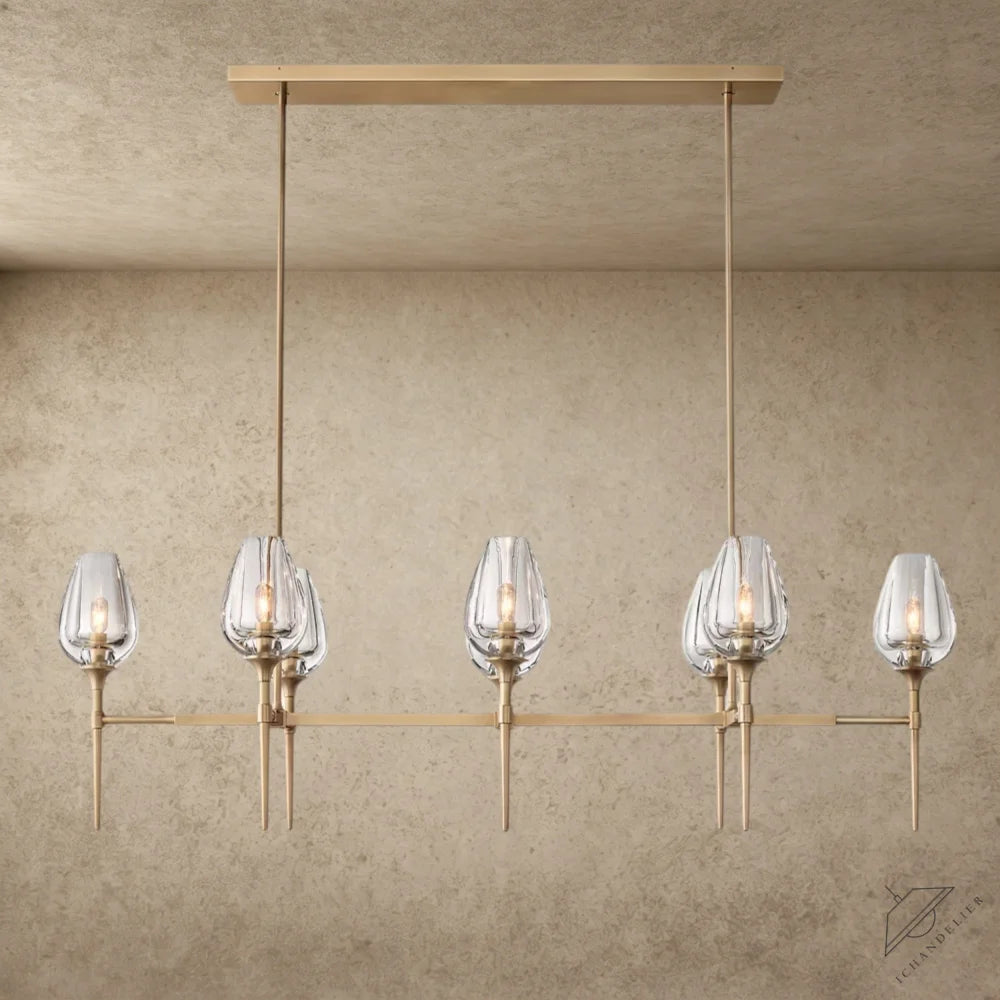 52" / Brass Tulip Linear Chandelier 52", 65"