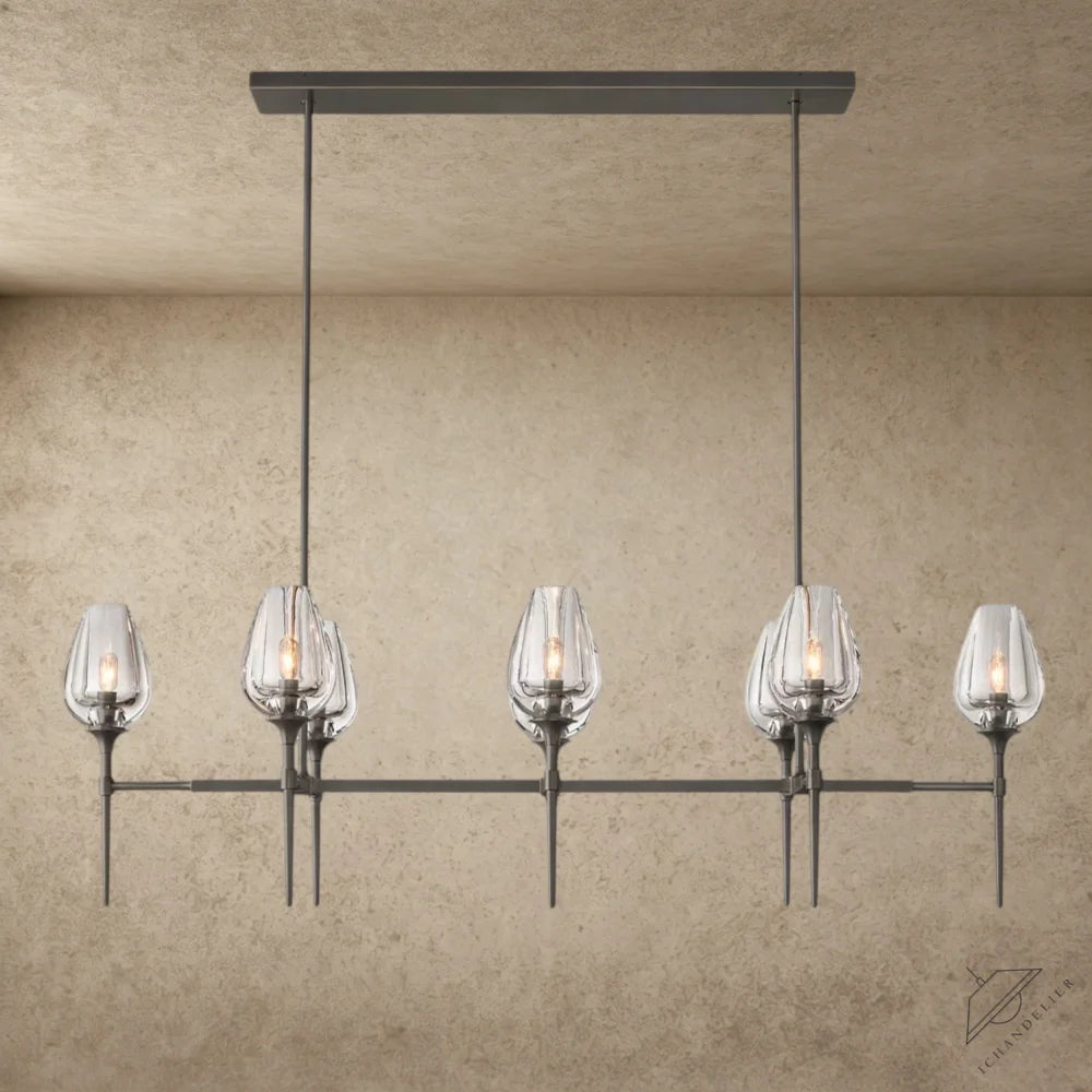 52" / Bronze Tulip Linear Chandelier 52", 65"