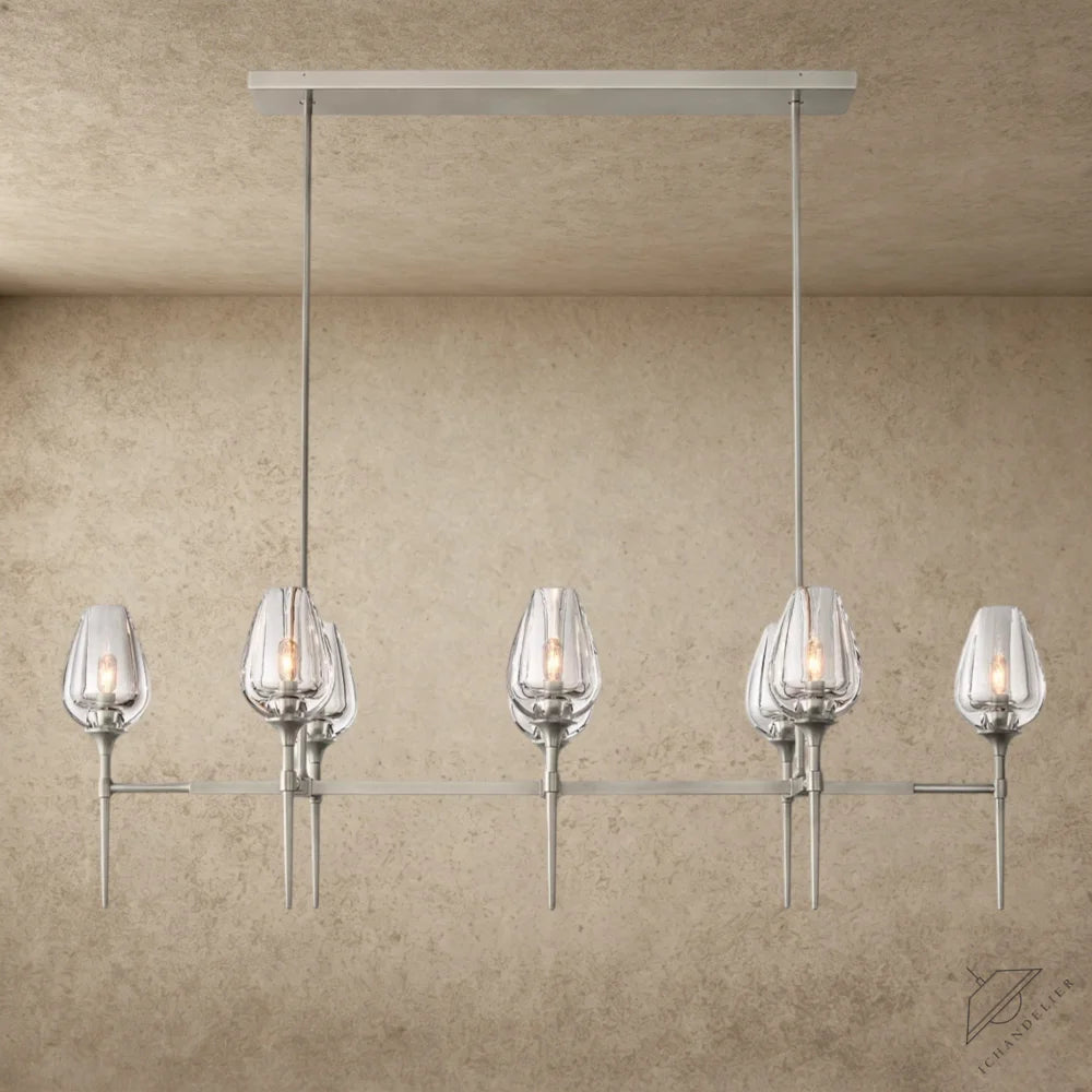 52" / Nickle Tulip Linear Chandelier 52", 65"