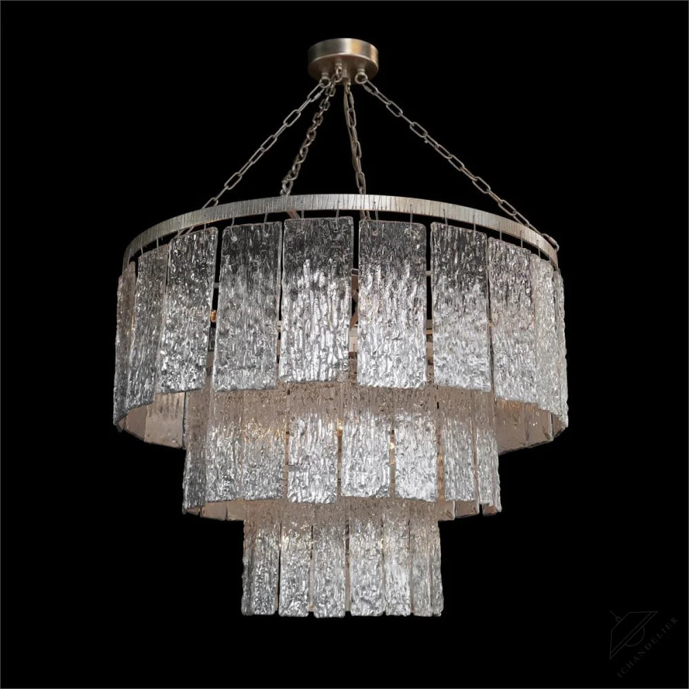 Twilight Sixteen-Light Slumped Glass Chandelier, Silver