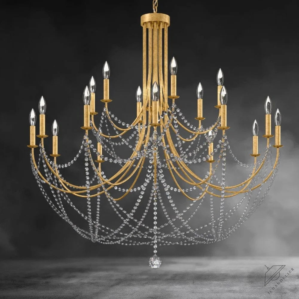 Heirloom Gold Verdan Half Circle Chandelier 43"