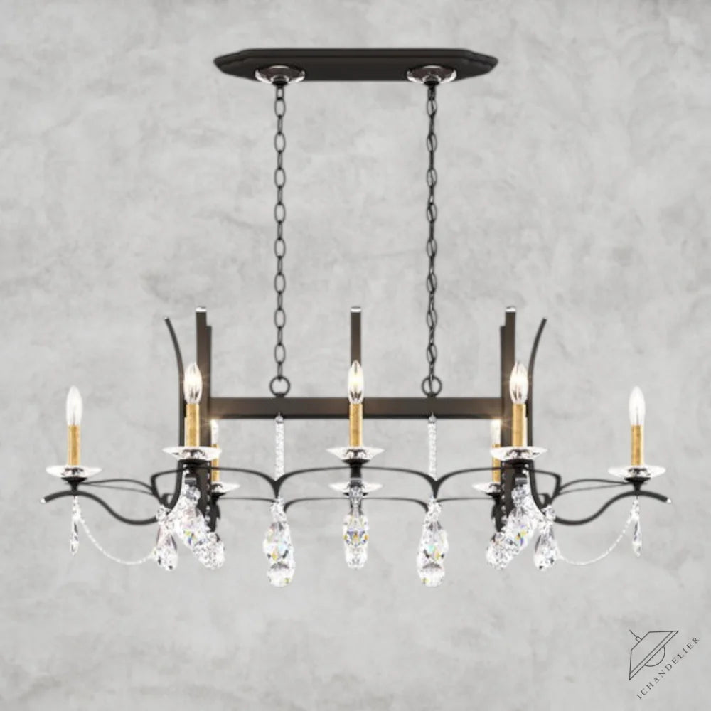Black / Clear Heritage Crystal Vesca Long Chandelier 46"