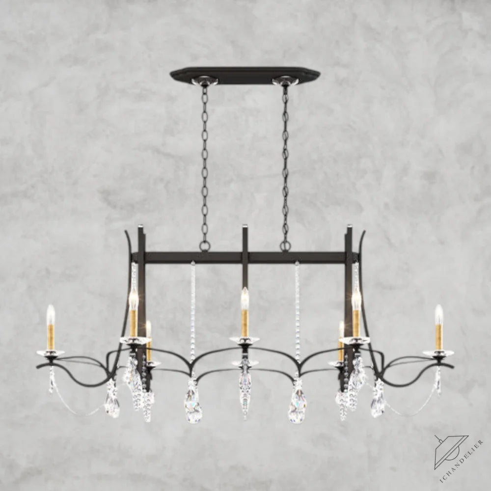 Black / Clear Heritage Crystal Vesca Long Chandelier 58"
