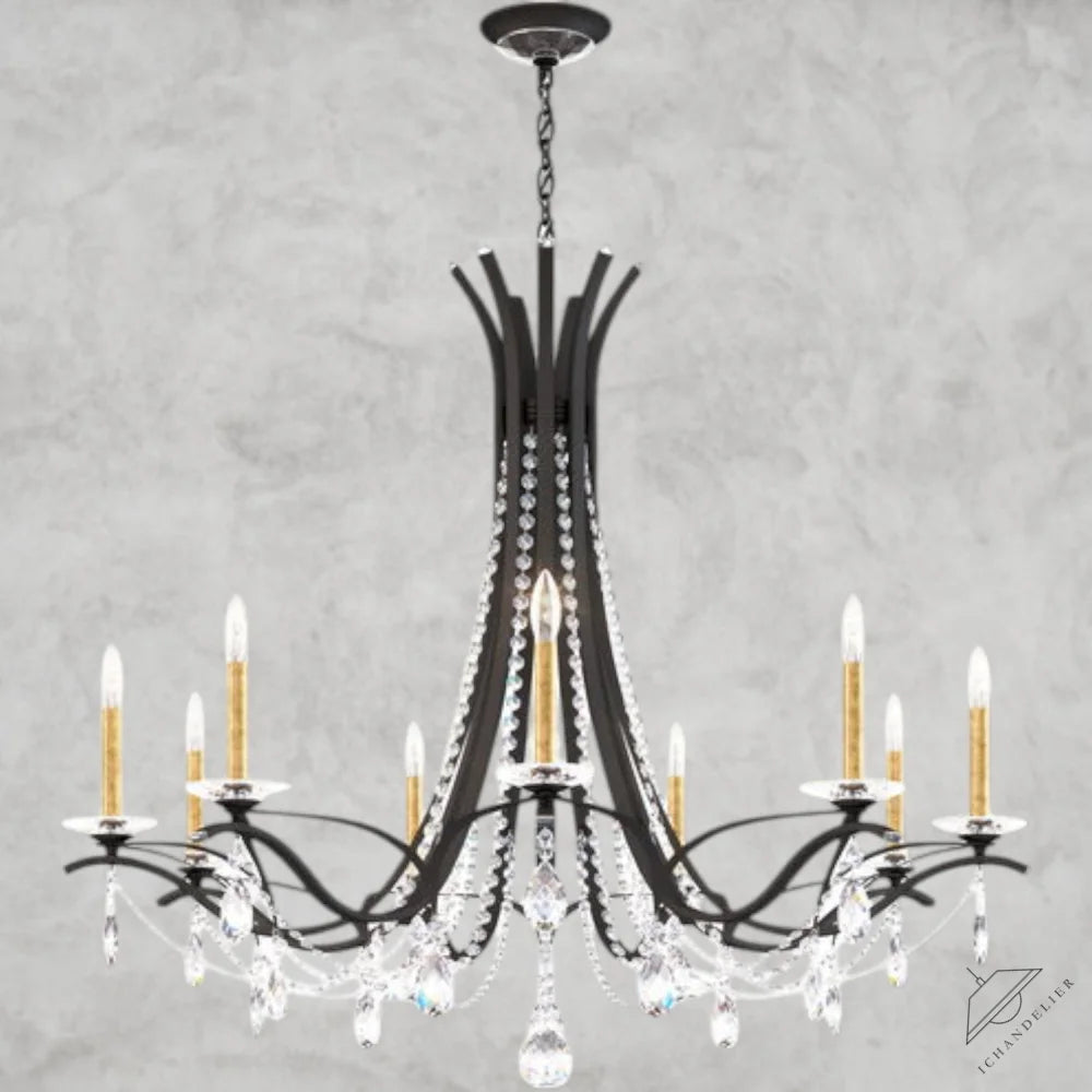 Black / Clear Heritage Crystal Vesca Round Chandelier 45"