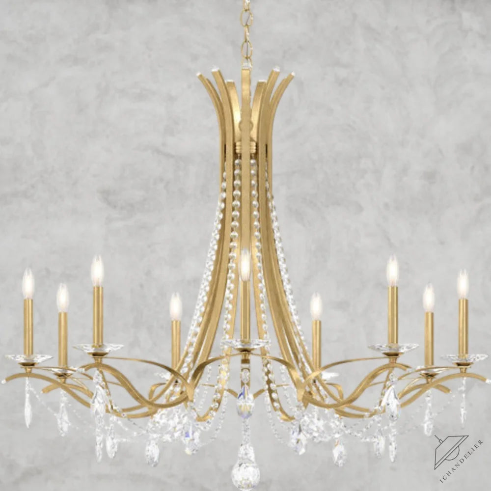 Gold / Clear Heritage Crystal Vesca Round Chandelier 45"