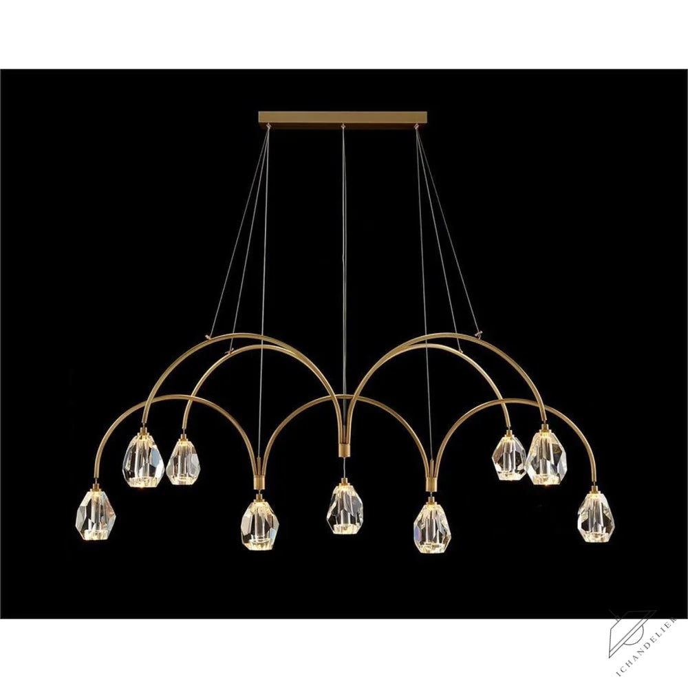 Veyla Faceted Cut Crystal Nine-Light Chandelier