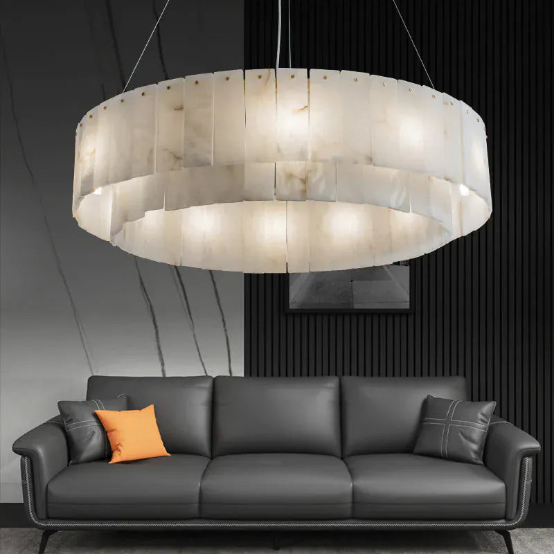 Victoria Alabaster Modern Round Chandelier 22.4