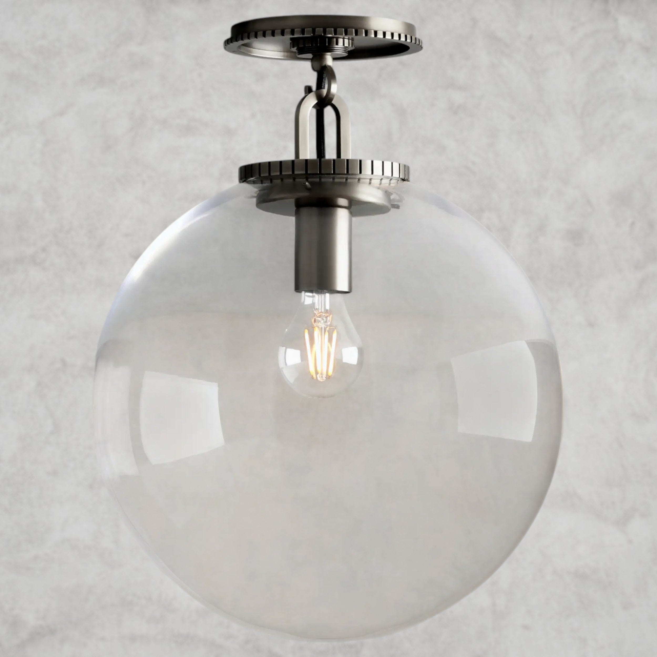 Medium / Bronze / Clear Wescott Globe Flush Mount