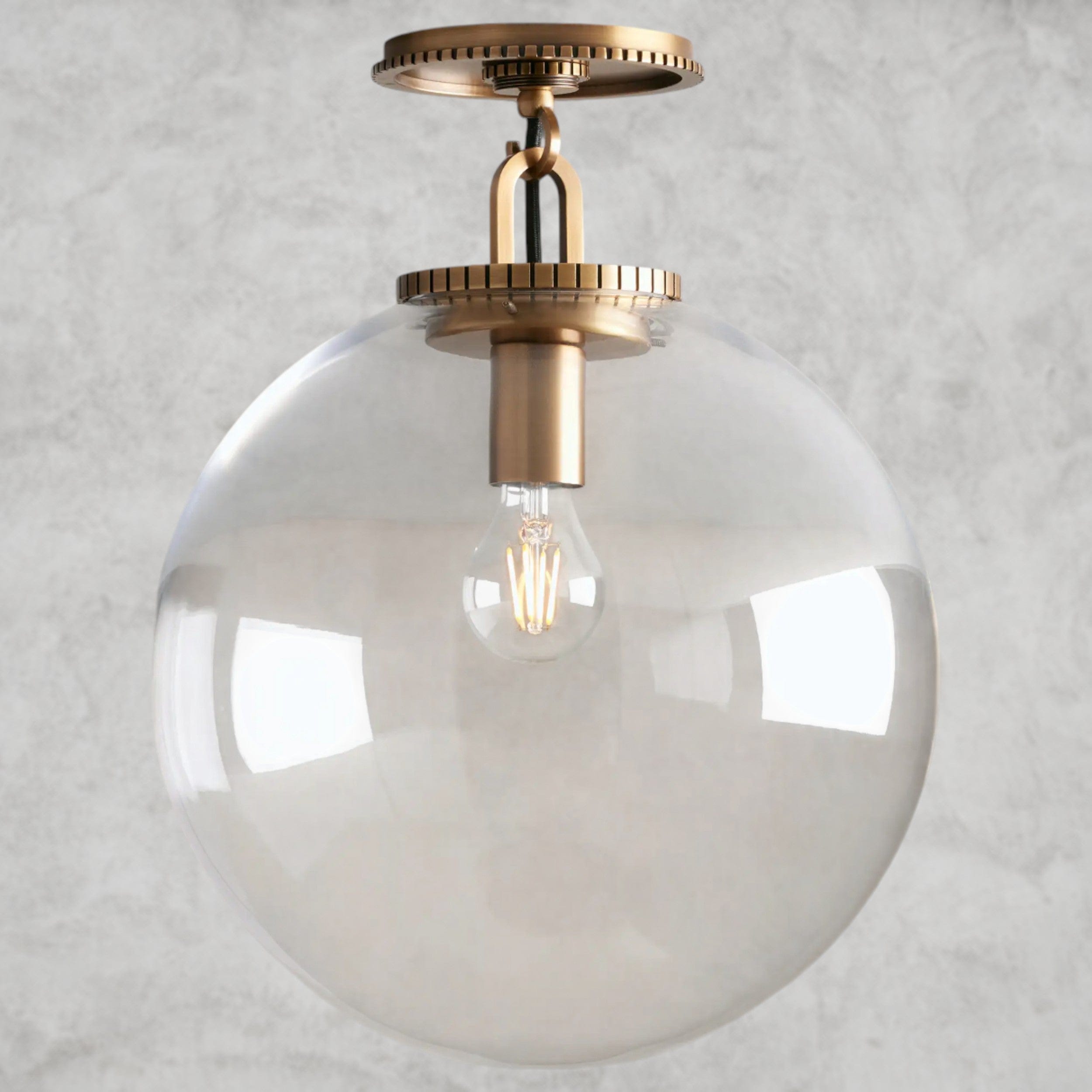 Medium / Brass / Clear Wescott Globe Flush Mount