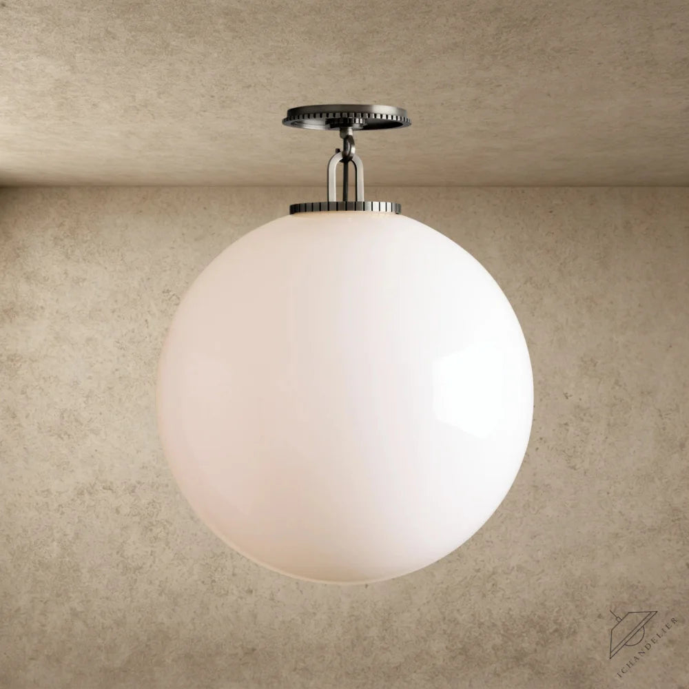 Large / Bronze / Milk Wescott Globe Flush Mount