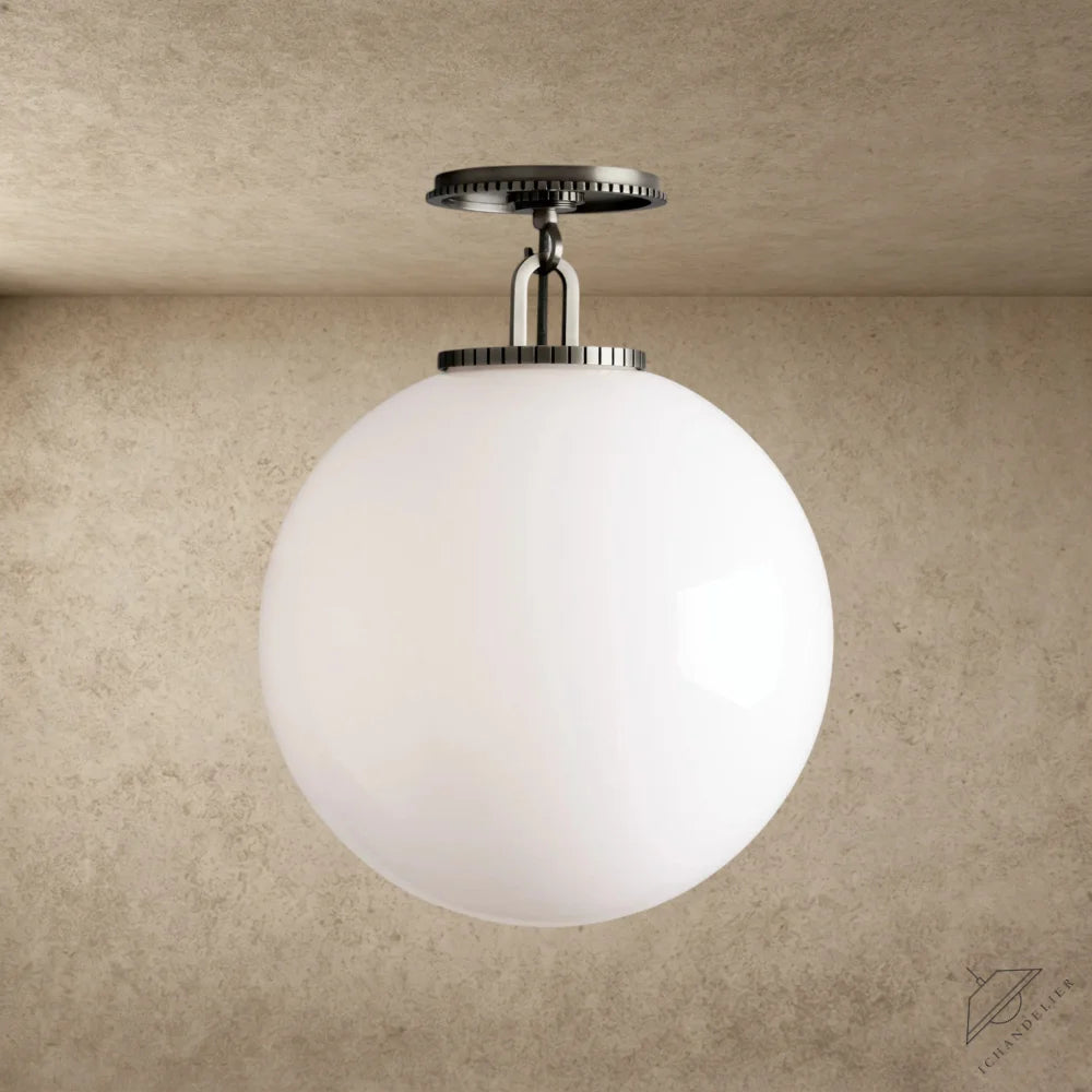 Medium / Bronze / Milk Wescott Globe Flush Mount