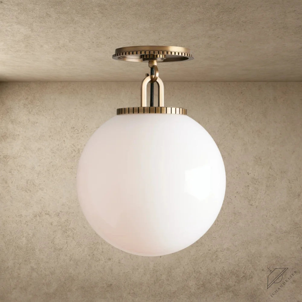 Small / Brass / Milk Wescott Globe Flush Mount