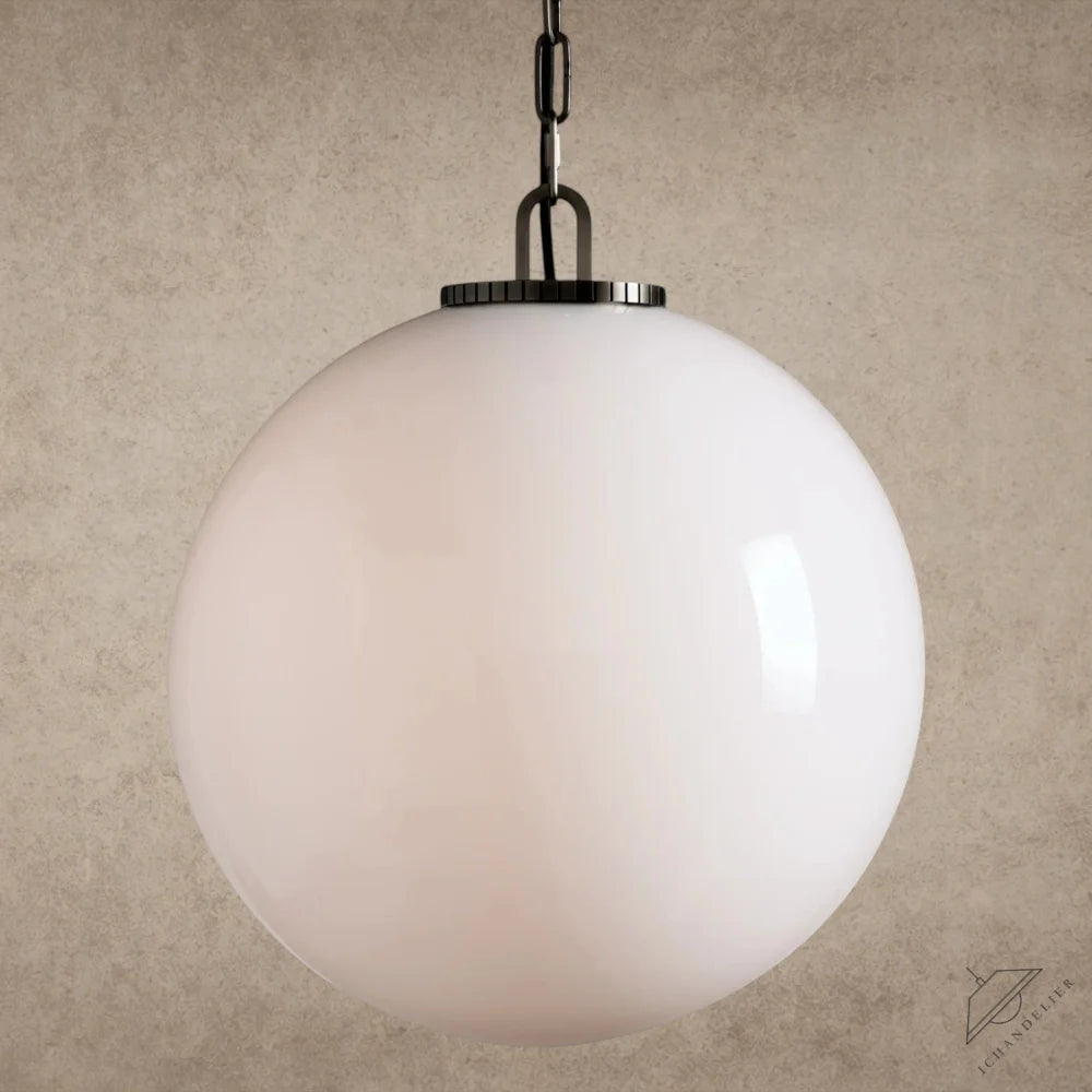 Large / Bronze / Milk Wescott Globe Pendant with Chain
