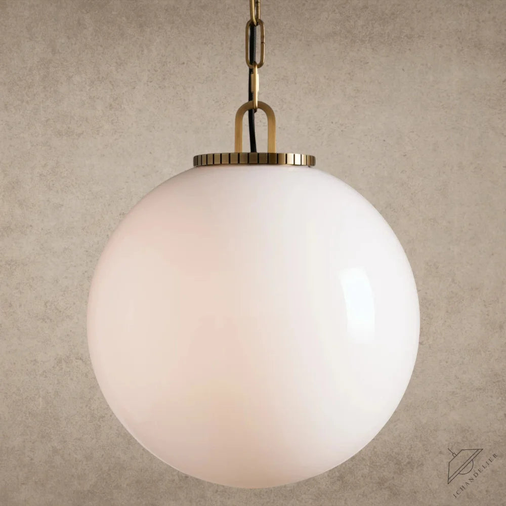 Medium / Brass / Milk Wescott Globe Pendant with Chain