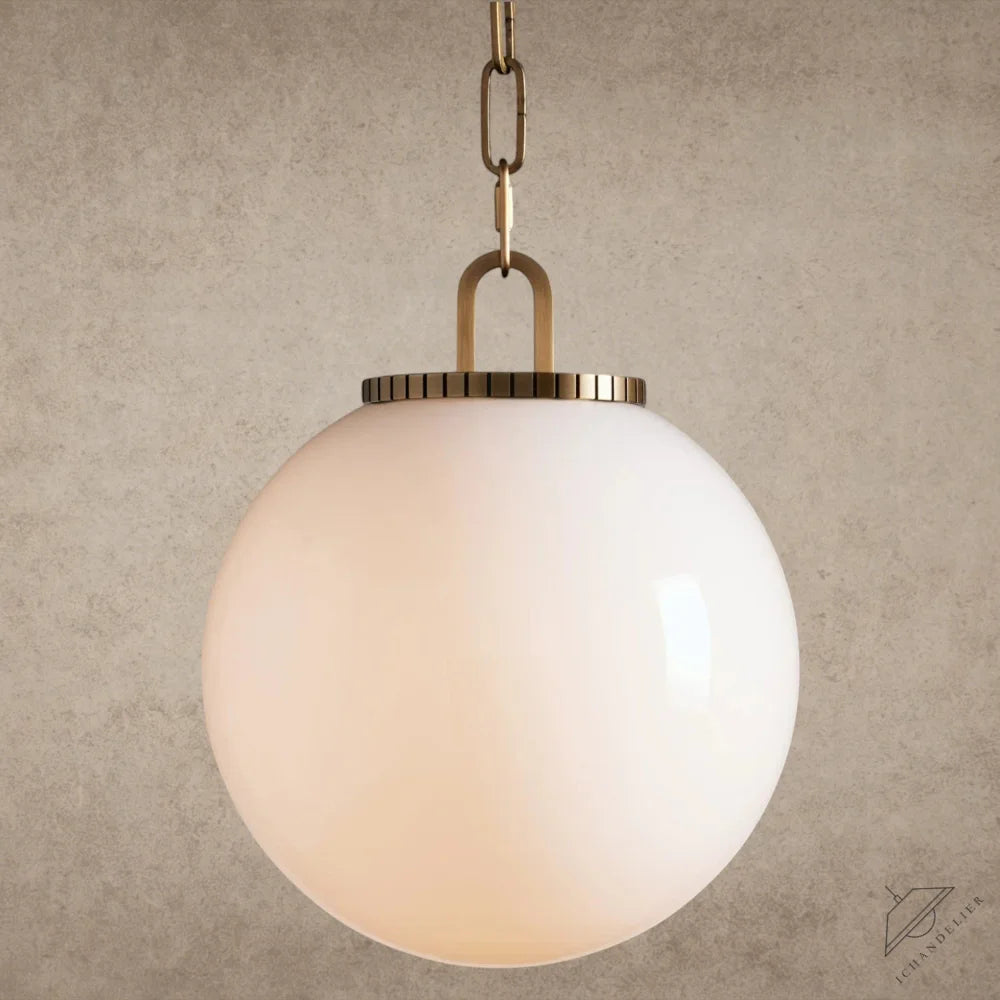 Small / Brass / Milk Wescott Globe Pendant with Chain