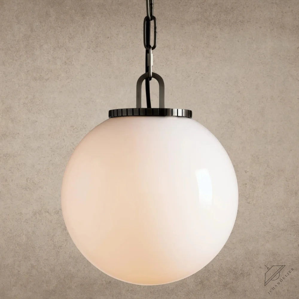 Small / Bronze / Milk Wescott Globe Pendant with Chain