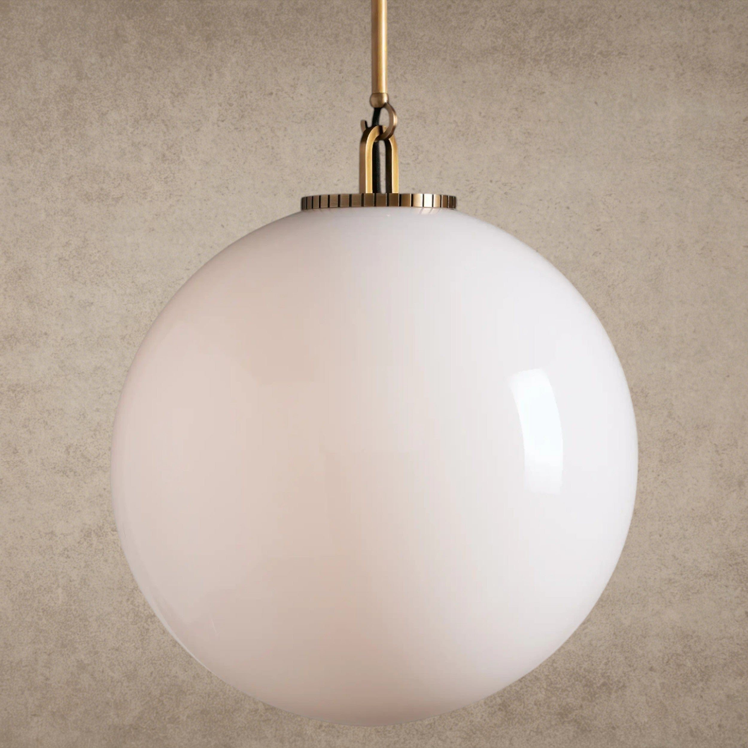 Large / Brass / Milk Wescott Globe Pendant with Rod