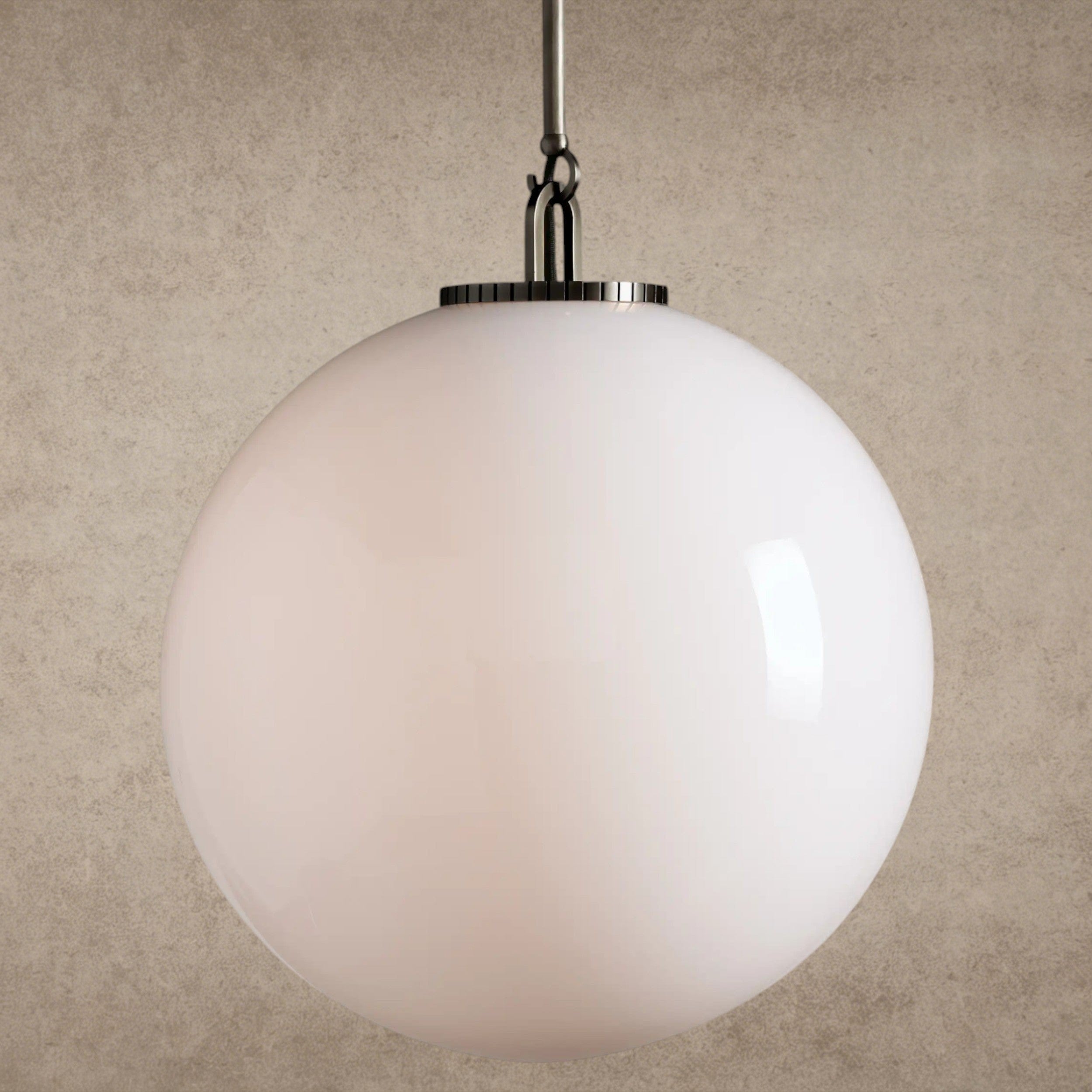 Large / Bronze / Milk Wescott Globe Pendant with Rod