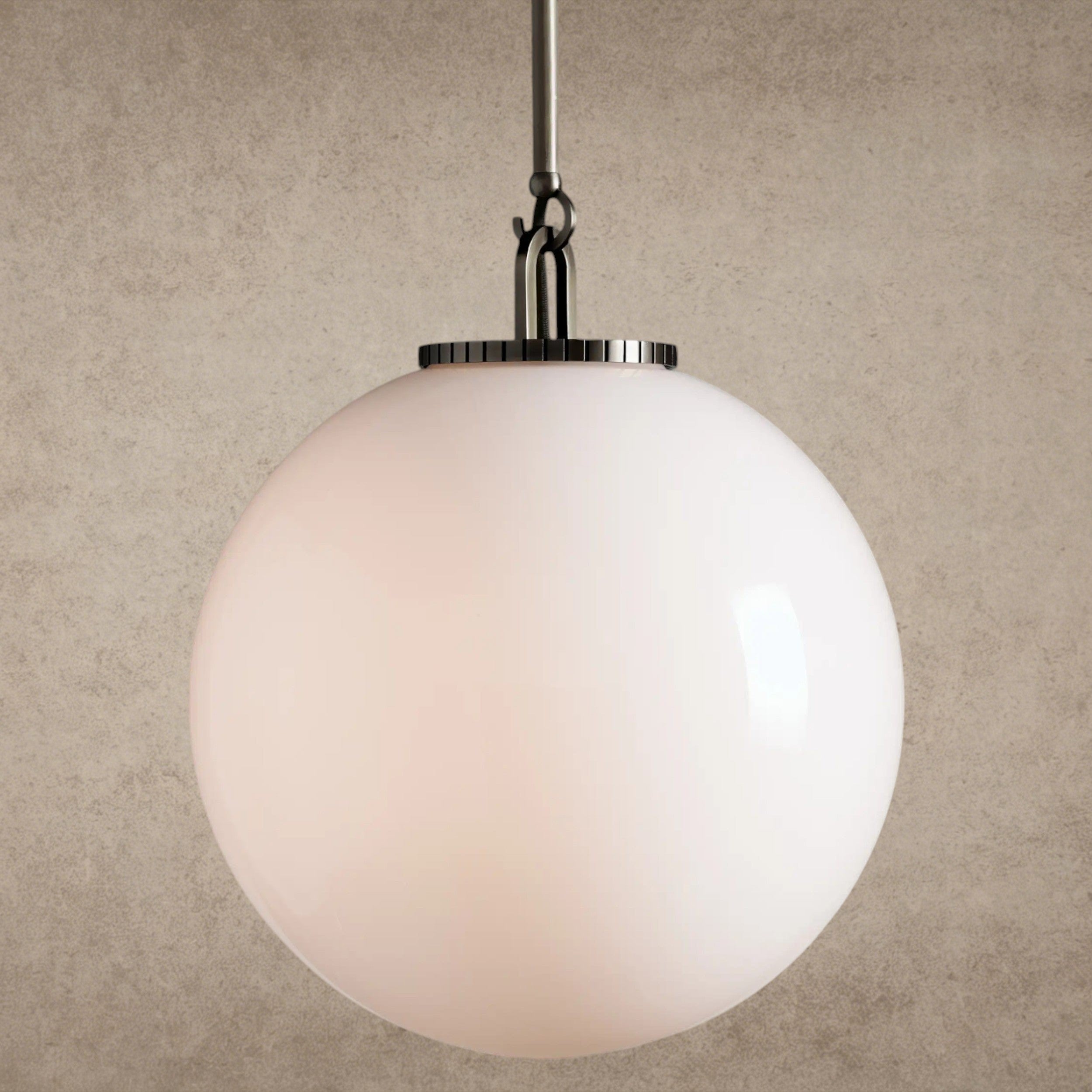 Medium / Bronze / Milk Wescott Globe Pendant with Rod