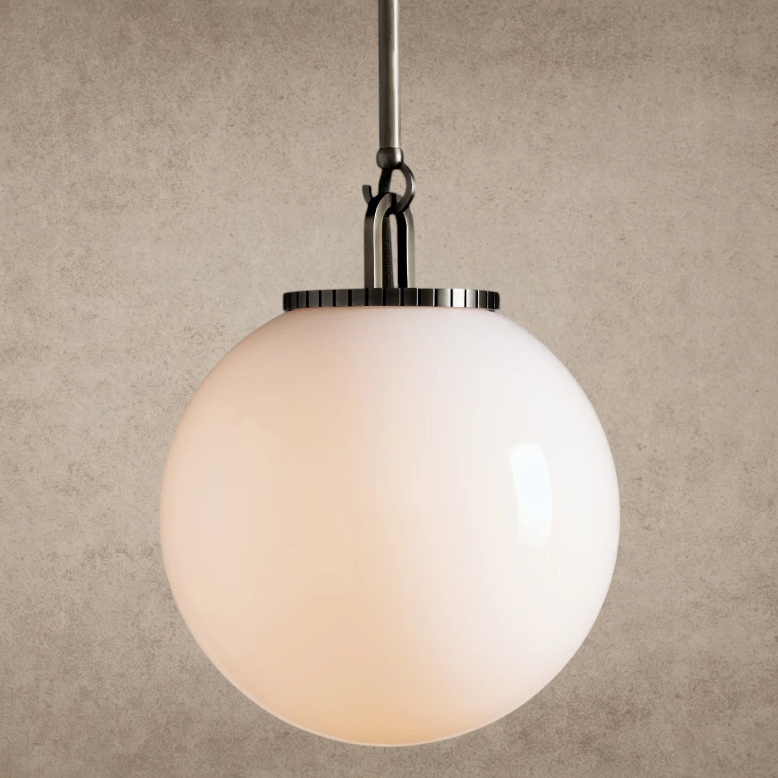Small / Bronze / Milk Wescott Globe Pendant with Rod