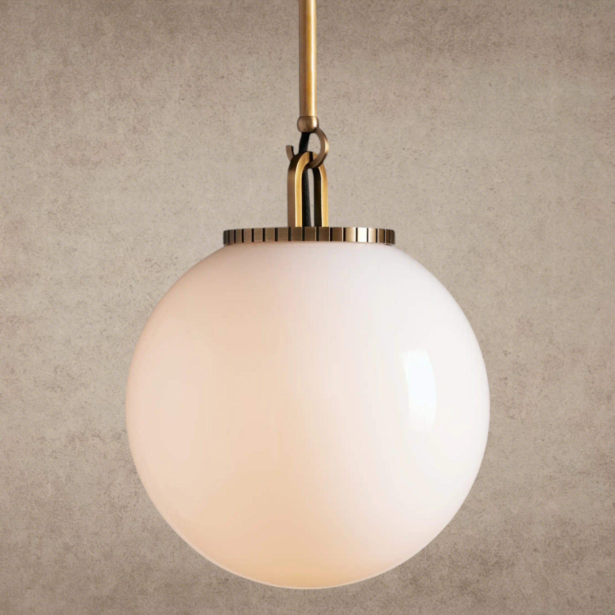 Small / Brass / Milk Wescott Globe Pendant with Rod