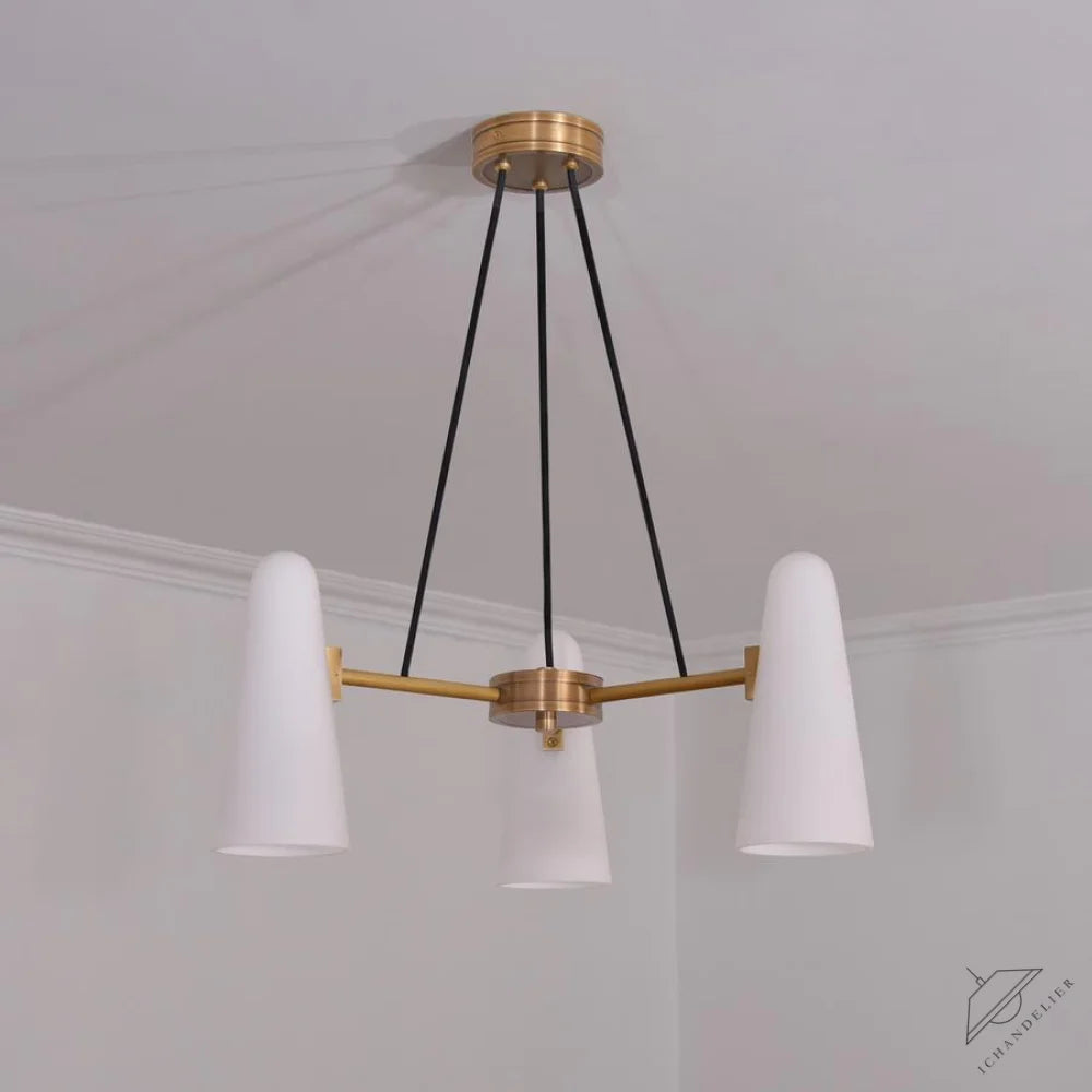 White Ceramics Round Chandelier 32 inch, 3-lights