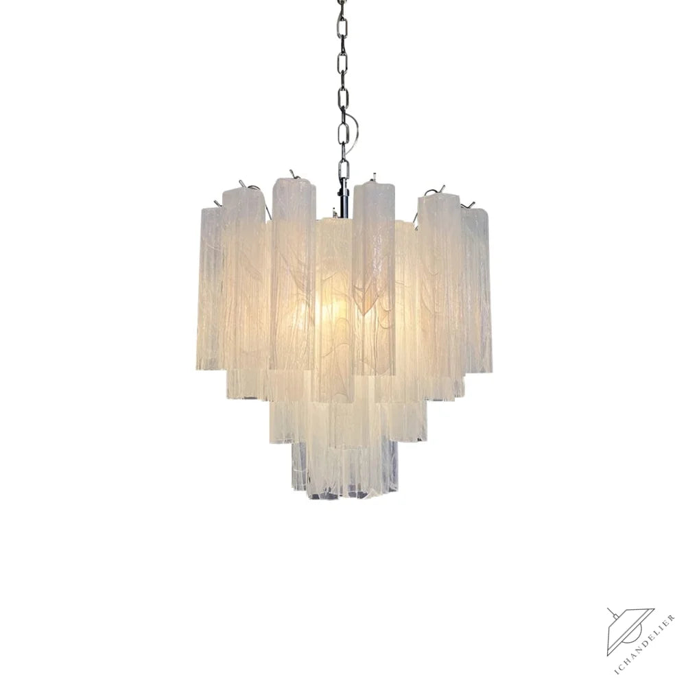 Dia 22.8″(58cm) x H 23.6″(60cm) / White White Glass Tube Chandelier