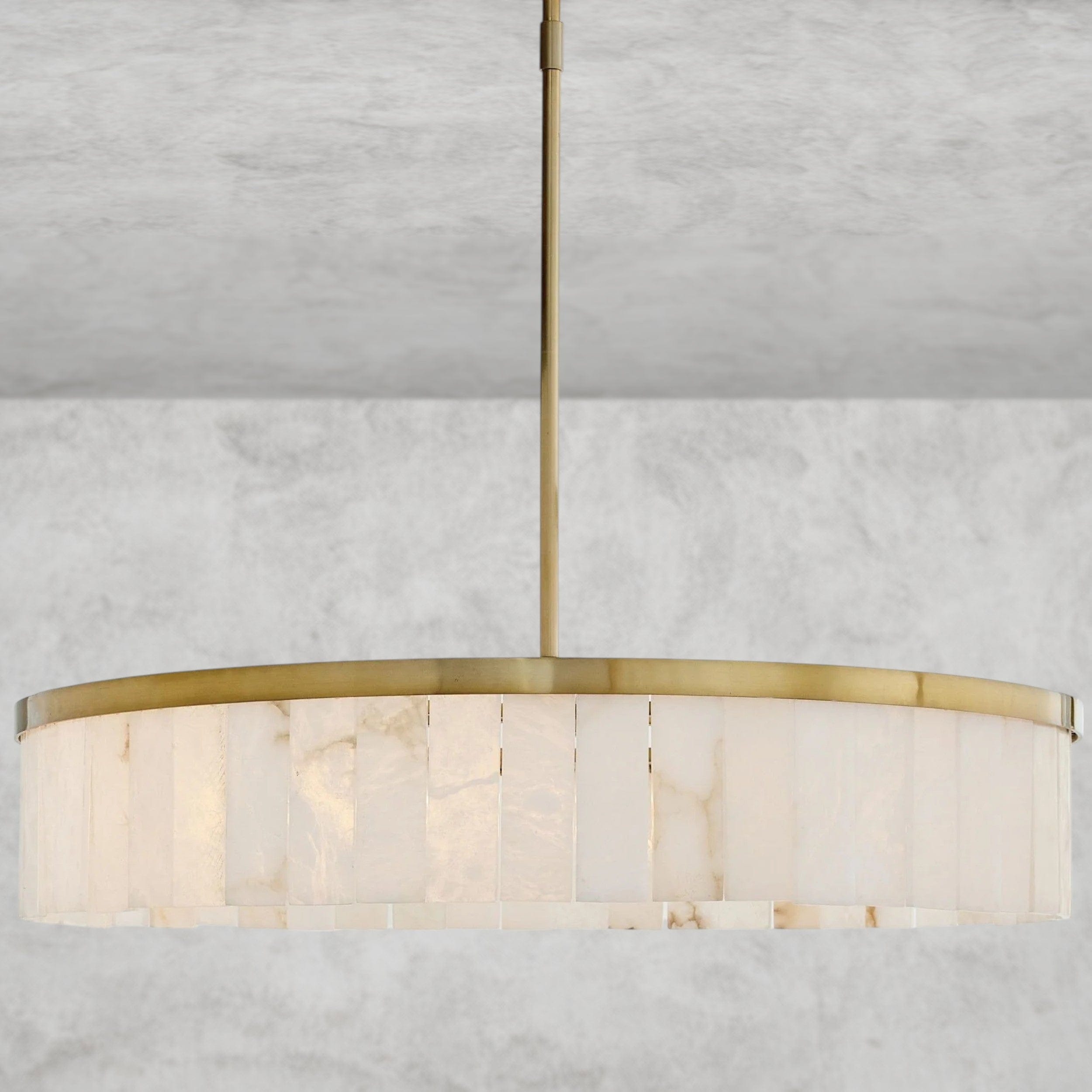 Windham Alabaster One-Tile Round Chandelier