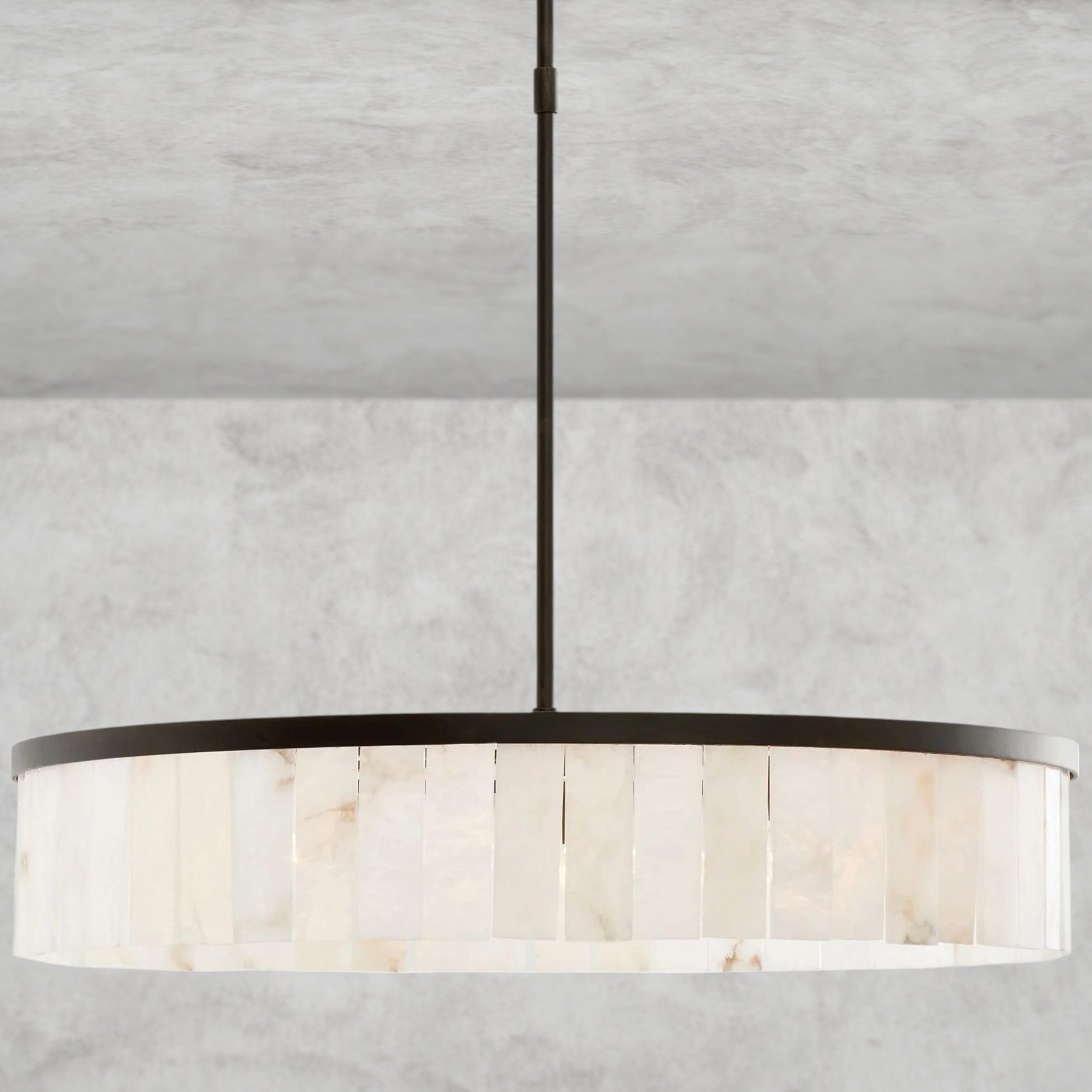 Windham Alabaster One-Tile Round Chandelier