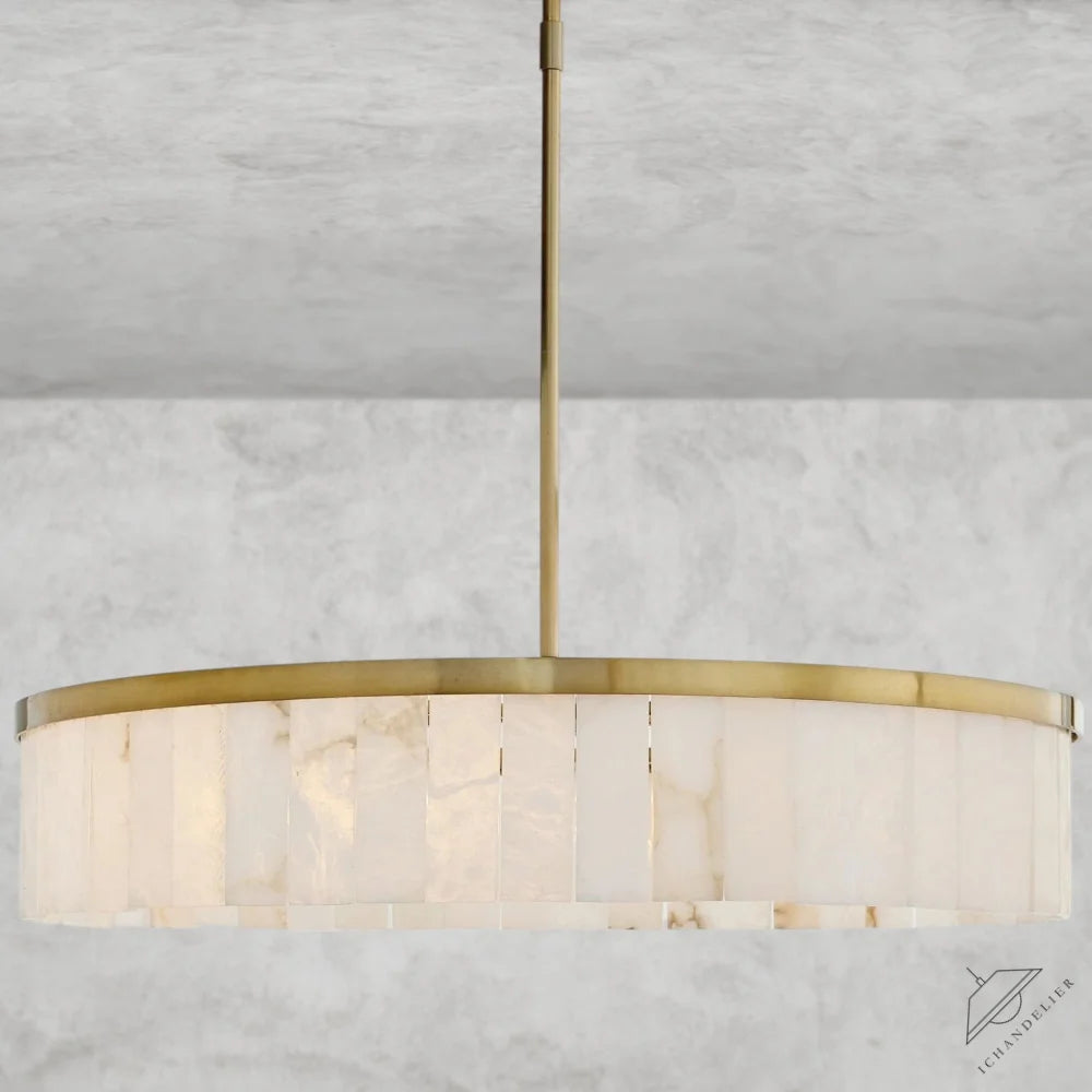 Windham Alabaster One-Tile Round Chandelier