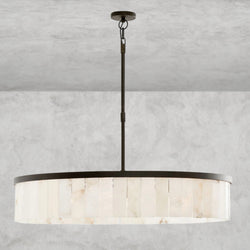 Windham Alabaster One-Tile Round Chandelier