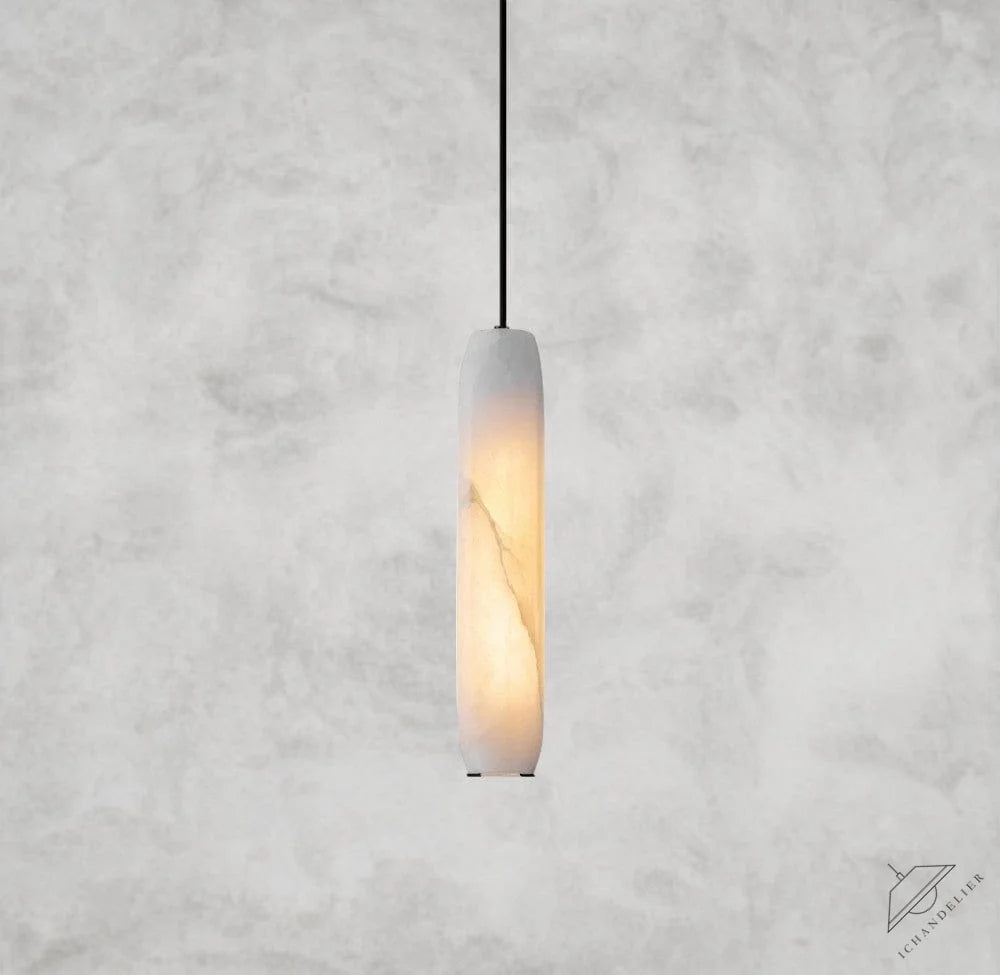 D 7cm x H 38cm / ∅ 2.8″ x H 15″ / Whilte Wrenna Alabaster Flute Pendant Light